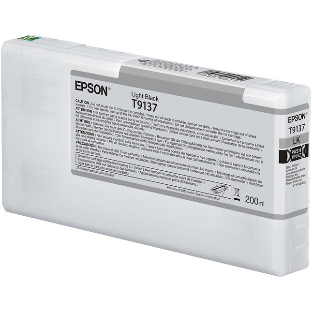 Cartucho de Tinta Epson T9137 UltraChrome HDX Negro Claro 200mL para Impresoras SureColor SC-P5000