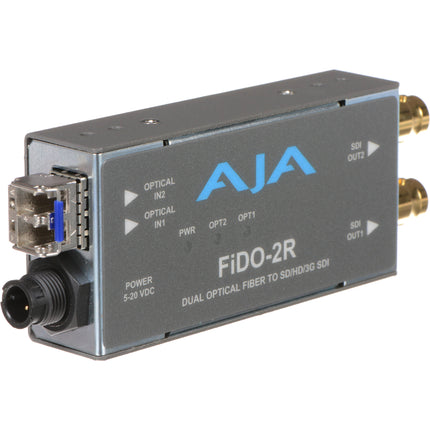AJA FiDO Convertidor Mini Doble Canal Fibra LC a 3G-SDI 1080p con fuente mundial
