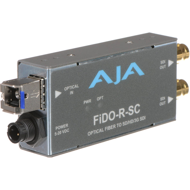 AJA FiDO Convertidor Mini de Fibra SC a 3G-SDI 1080p con Fuente 5-20V