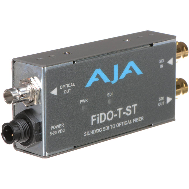 AJA FiDO Convertidor Mini 3G-SDI a Fibra ST Resolución 1080p Fuente 5-20V Worldwide