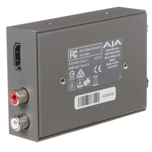 AJA HI5FIBER Mini Convertidor de Video y Audio HD/SD-SDI a HDMI con Cable HDMI 3.28' y Alimentación Universal