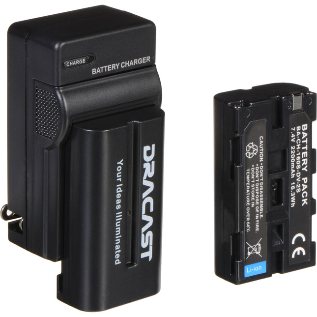 Dracast Kit de 2 Baterías NP-F 2200mAh y Cargador Litio Ion