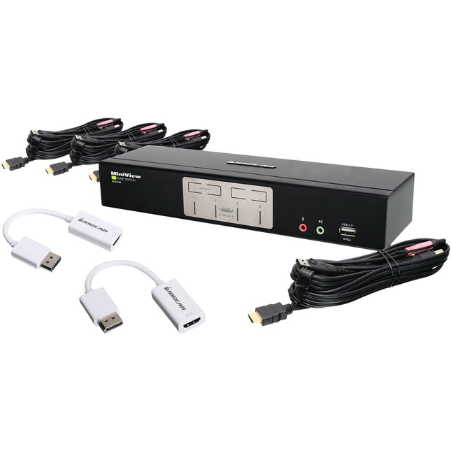 IOGEAR 4 Puertos HDMI Switch KVM con Adaptadores DisplayPort Resolución 1920x1200 Bundle