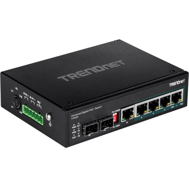 TRENDnet TI-PG62 Switch Industrial PoE+ 6 Puertos 120W Metal IP30