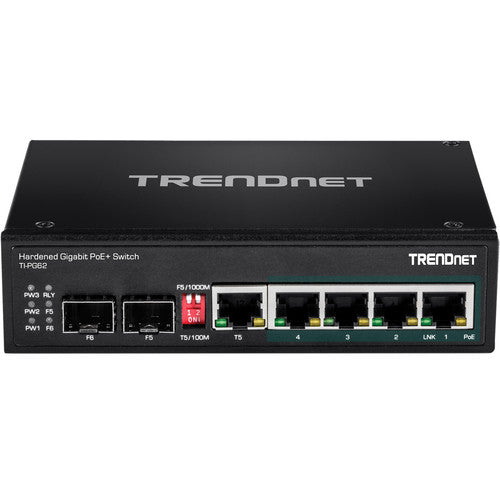 TRENDnet TI-PG62 Switch Industrial PoE+ 6 Puertos 120W Metal IP30