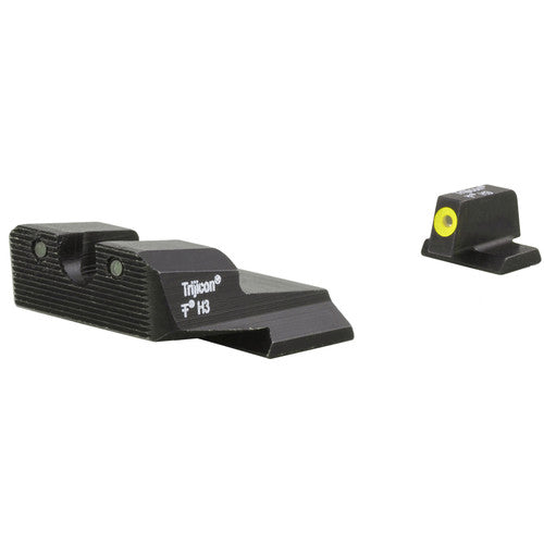 Trijicon Smith & Wesson Shield HD XR Juego de Mira Nocturna Anillo Frontal Amarillo Focos Tritio 12 Años Compatible .40 .45 9mm
