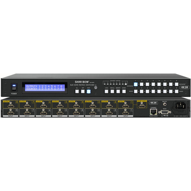 Shinybow SB-5688Kp con 8x8 Entradas y Salidas HDMI 4K 2U Rackmount