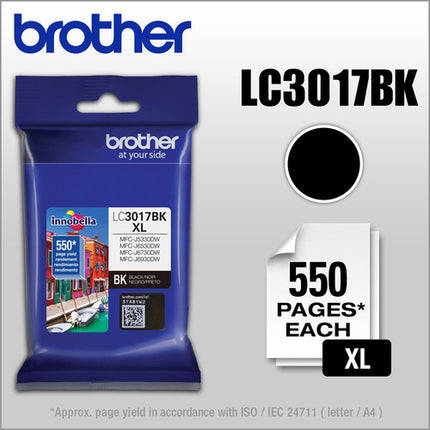 Brother LC3017BK Cartucho de Tinta Negro XL para Impresoras MFC-J5330DW MFC-J6530DW