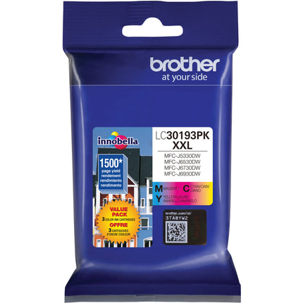 Brother LC30193PK Cartucho de Tinta Tricolor Súper Alto Rendimiento para Impresoras MFC-J5330DW MFC-J6530DW MFC-J6930DW