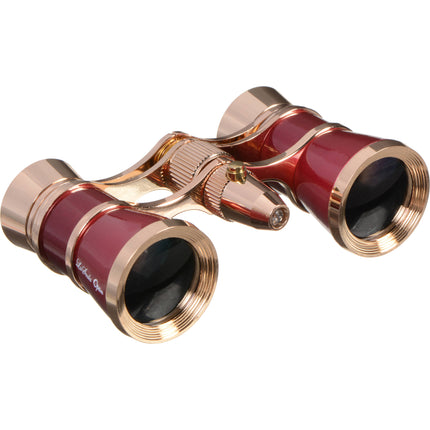 LaScala Optics 3x25 Prismáticos de Ópera con Luz Roja y Estuche Burdeos Oro