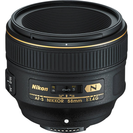 Nikon AF-S NIKKOR 58mm f1.4G Objetivo F-Mount FX formato f1.4-16 con Estuche Suave