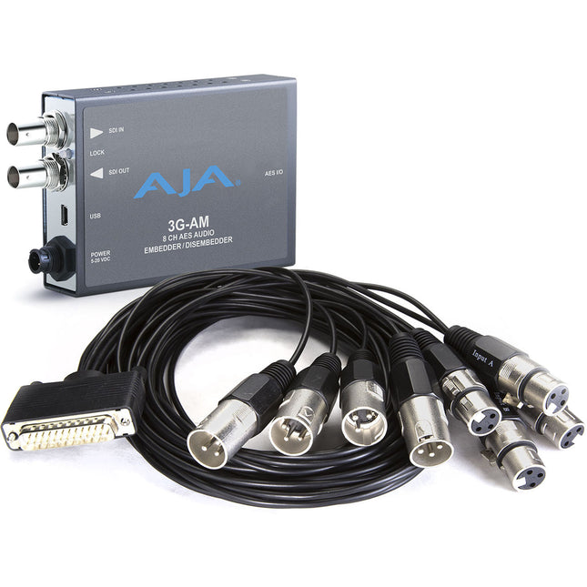 AJA 3G-AM 8 Canales AES Embedder y Disembedder SDI 2048x1080p con Cable XLR
