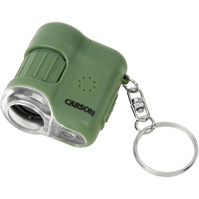 Carson MicroMini 20x Microscopio de Bolsillo Verde con Leds y Llavero