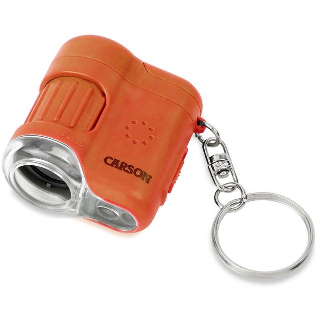 Carson MicroMini Microscopio de Bolsillo 20x LED UV Ergonomico Lava Orange
