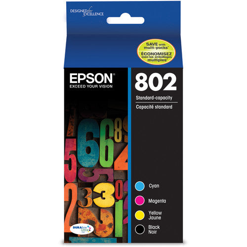 Cartuchos de tinta Epson 802 DURABrite Ultra capacidad estándar para WF-4720 WF-4730 WF-4734 y WF-4740 650 páginas color 900 páginas negro