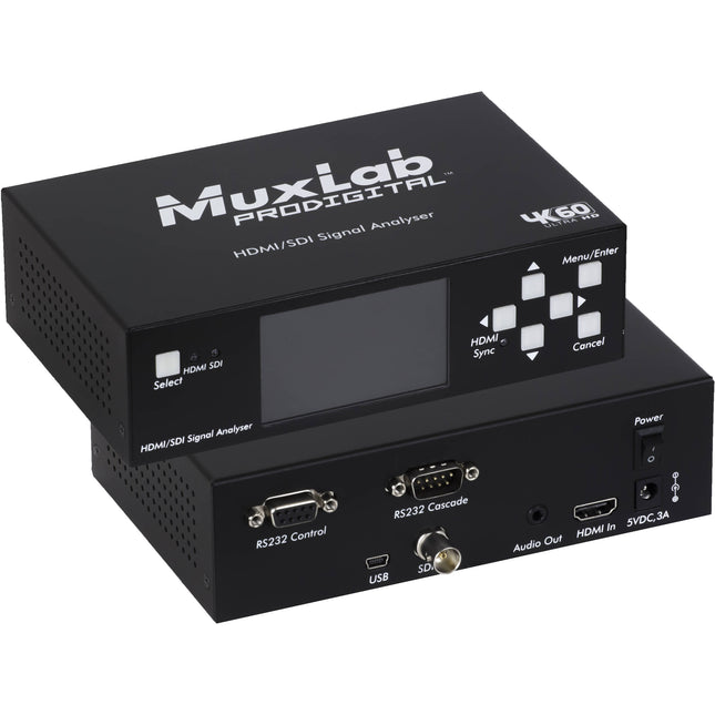 MuxLab HDMI 2.0 3G-SDI Analizador de señal 3 pulgadas LCD batería recargable