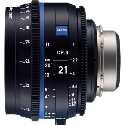 ZEISS CP.3 21mm T2.9 Objetivo Prime Compacto Montura Canon EF pies Apertura T2.9 a T22