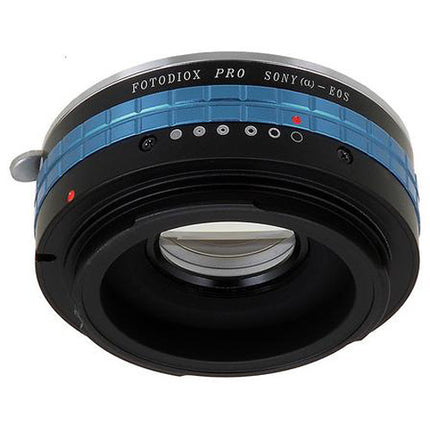 FotodioX Pro Adaptador de Montura para Lentes Sony A a Canon EF con Control de Iris y Corrección 1.4x