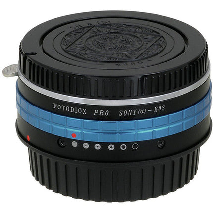 FotodioX Pro Adaptador de Montura para Lentes Sony A a Canon EF con Control de Iris y Corrección 1.4x
