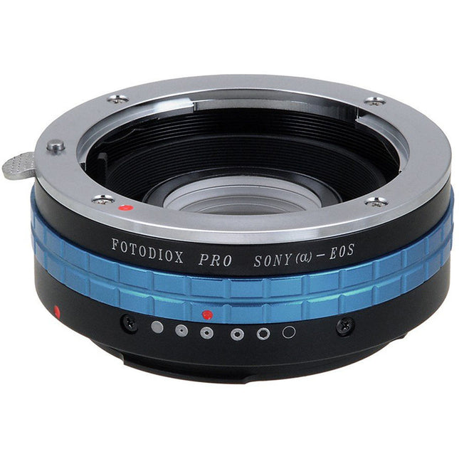 FotodioX Pro Adaptador de Montura para Lentes Sony A a Canon EF con Control de Iris y Corrección 1.4x