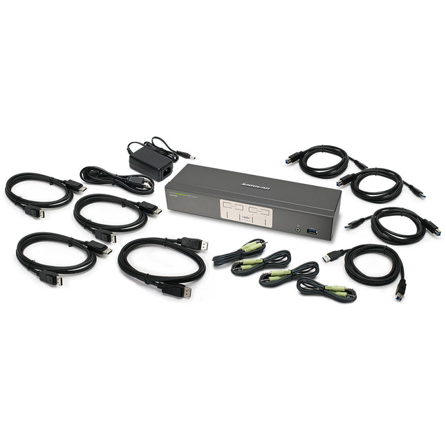IOGEAR 4 Puertos Switch DisplayPort KVMP con Hub USB 3.1 Gen 1 4K UHD