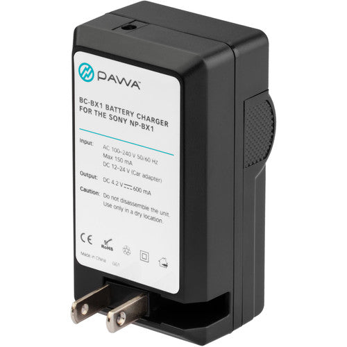 Pawa Compact Cargador AC DC para Batería Sony NP-BX1 con Adaptadores Euro y Vehículo