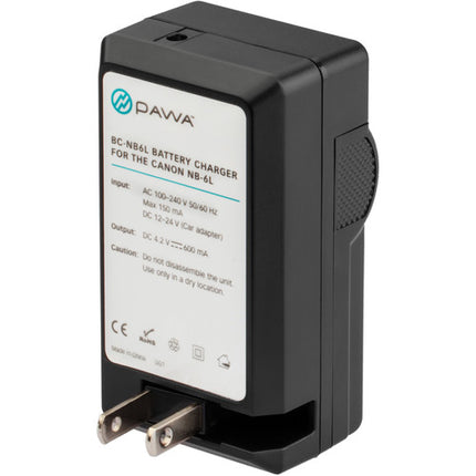 Pawa Cargador Compacto AC/DC para Batería Canon NB-6L 100-240V con Adaptadores