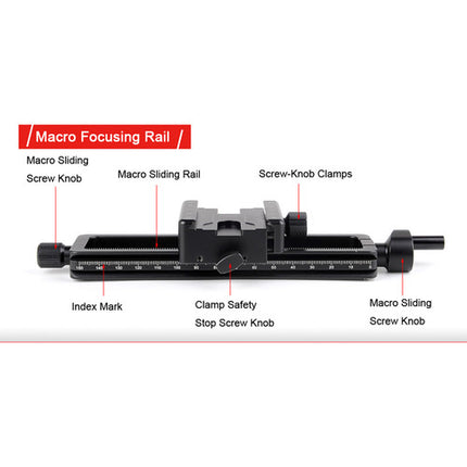 Sunwayfoto Rail de Enfoque Macro con Clamp y Capacidad 7 kg