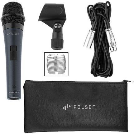 Polsen HDM-16-S Micrófono Dinámico de Mano Supercardioide con Cable XLR 5m