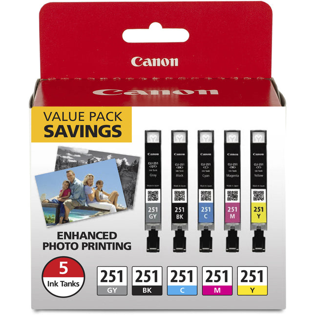 Canon CLI-251 Juego de 5 Tintas para Impresoras PIXMA MG y iP8720