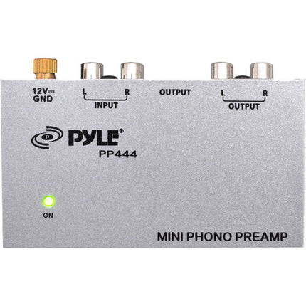 Pyle Pro Preamplificador de tocadiscos ultracompacto con entrada y salida RCA y fuente de alimentación 12 VDC
