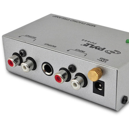 Pyle Pro Preamplificador de tocadiscos ultracompacto con entrada y salida RCA y fuente de alimentación 12 VDC