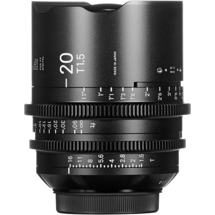 Sigma 20mm T1.5 FF objetivo prime para Canon EF con apertura T16 y sensor full frame