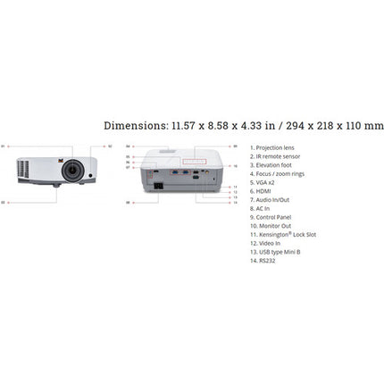 ViewSonic PA503X Proyector DLP 3600 Lúmenes Resolución XGA 3D Control Remoto