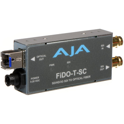 AJA FiDO Convertidor Mini 3G-SDI a Fibra SC 1080p 1.5W con Fuente Mundial