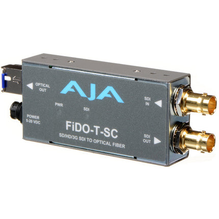 AJA FiDO Convertidor Mini 3G-SDI a Fibra SC 1080p 1.5W con Fuente Mundial