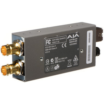 AJA FiDO Convertidor Mini 3G-SDI a Fibra SC 1080p 1.5W con Fuente Mundial