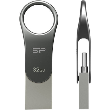 Silicon Power 32GB Flash Drive USB 3.0 Tipo A y C 5 Gb/s Titanio