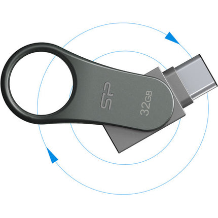 Silicon Power 32GB Flash Drive USB 3.0 Tipo A y C 5 Gb/s Titanio