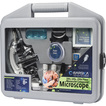 Barska Microscopio Explorer Kit con 300x 1200x Aumento y Lámpara LED
