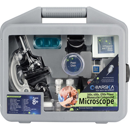 Barska Microscopio Explorer Kit con 300x 1200x Aumento y Lámpara LED