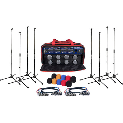 VocoPro UHF-8800-XL Sistema de Micrófono Inalámbrico UHF 8 Canales 900 MHz con Estuches y Soportes