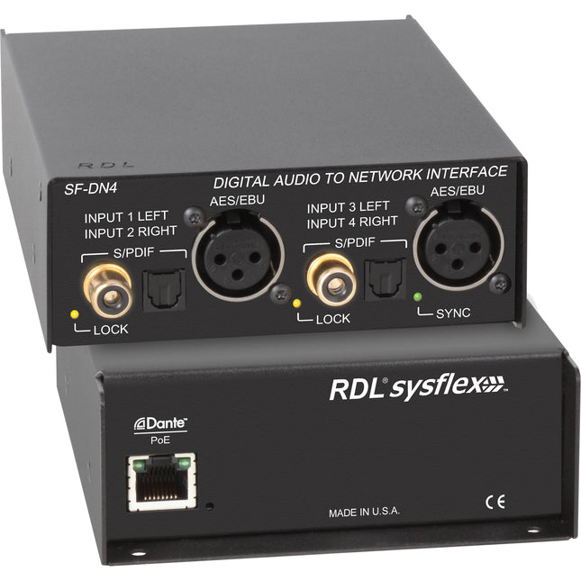 RDL Digital Audio a Dante Interfaz de Audio Digital con 4 Canales PoE