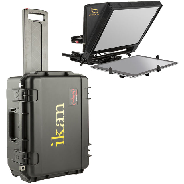 ikan PT-ELITE-Pro Teleprompter para tabletas 9x6 a 12x9 con estuche rígido rodante