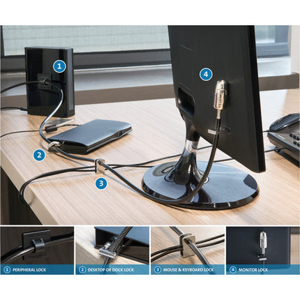 Kensington Desktop & Peripherals Locking Kit 2.0 Cable de 8 pies con Placa de Anclaje