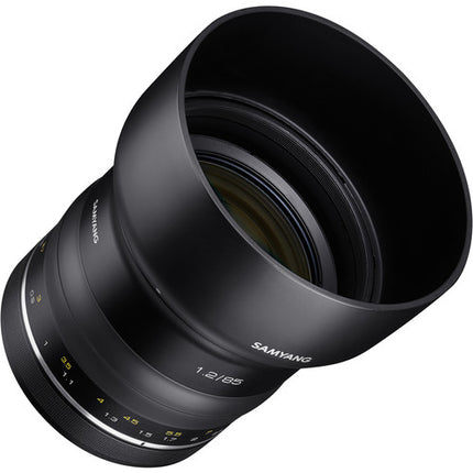 Samyang XP 85mm f 1.2 objetivo para Canon EF apertura f 1.2 a f 16 con parasol y tapas