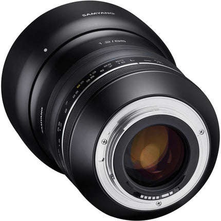 Samyang XP 85mm f 1.2 objetivo para Canon EF apertura f 1.2 a f 16 con parasol y tapas