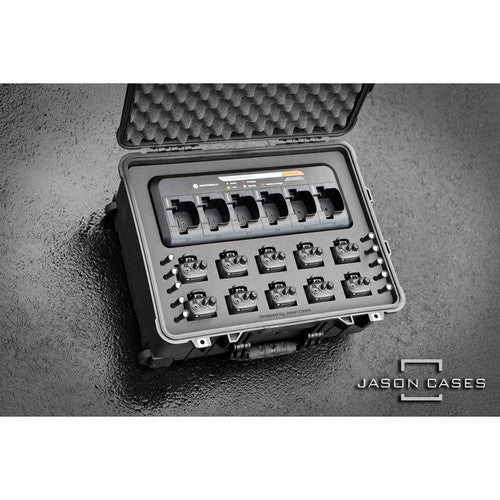 Jason Cases MOCP2CHPL Estuche para 10 Radios Motorola CP200d con Cargador de 6 Posiciones y Espuma de Alta Calidad