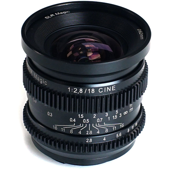 SLR Magic CINE 18mm f 2 8 Lente para Sony E f 2 8 a f 16 62mm filtro