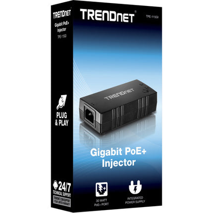 TRENDnet TPE-115GI Inyector PoE+ Gigabit 30W con Puerto Ethernet LED